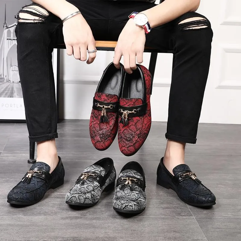 Luxury Tassel Snakeskin Pattern Leather Shoes