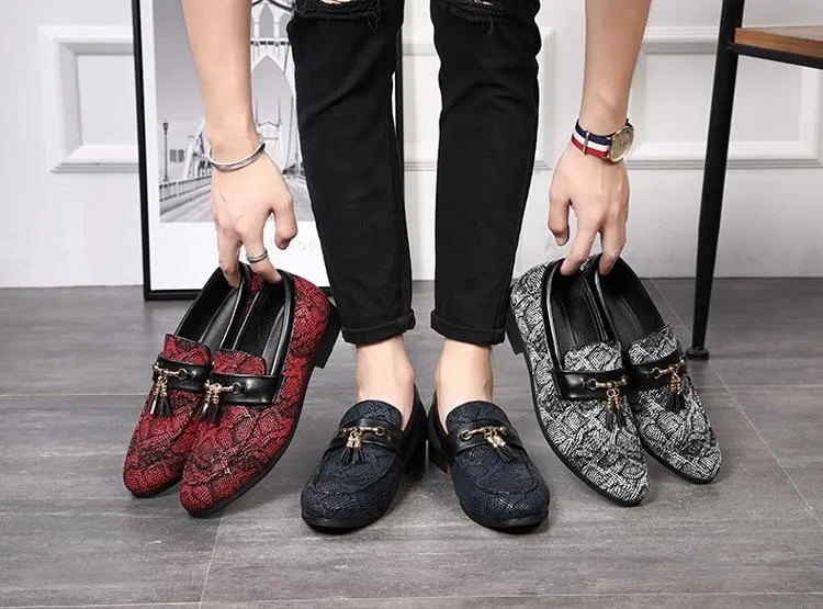 Luxury Tassel Snakeskin Pattern Leather Shoes