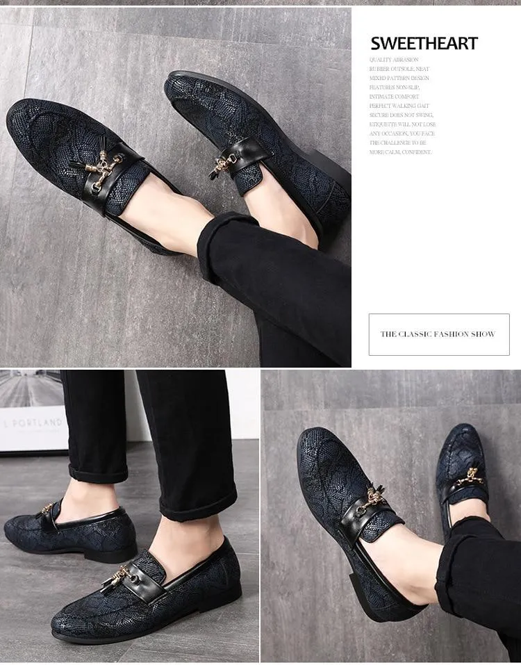 Luxury Tassel Snakeskin Pattern Leather Shoes