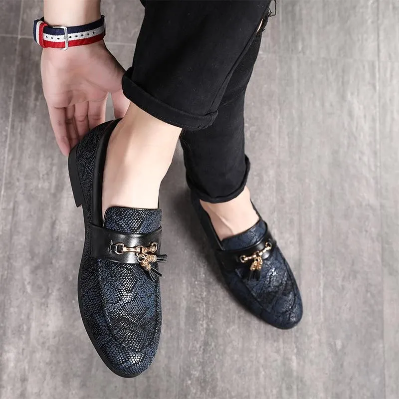 Luxury Tassel Snakeskin Pattern Leather Shoes