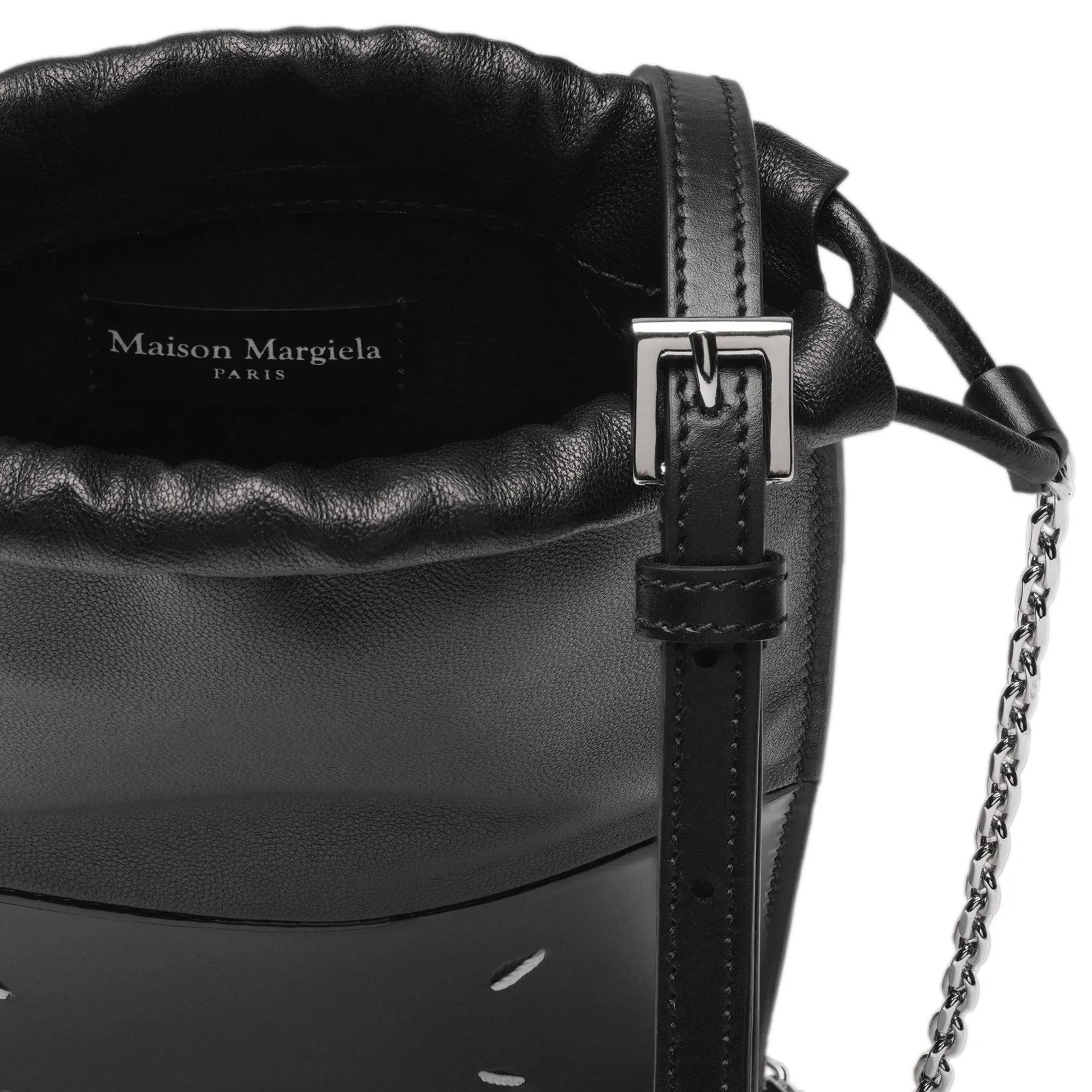 Maison Margiela Drawstring Phone Neck Pouch With Chain