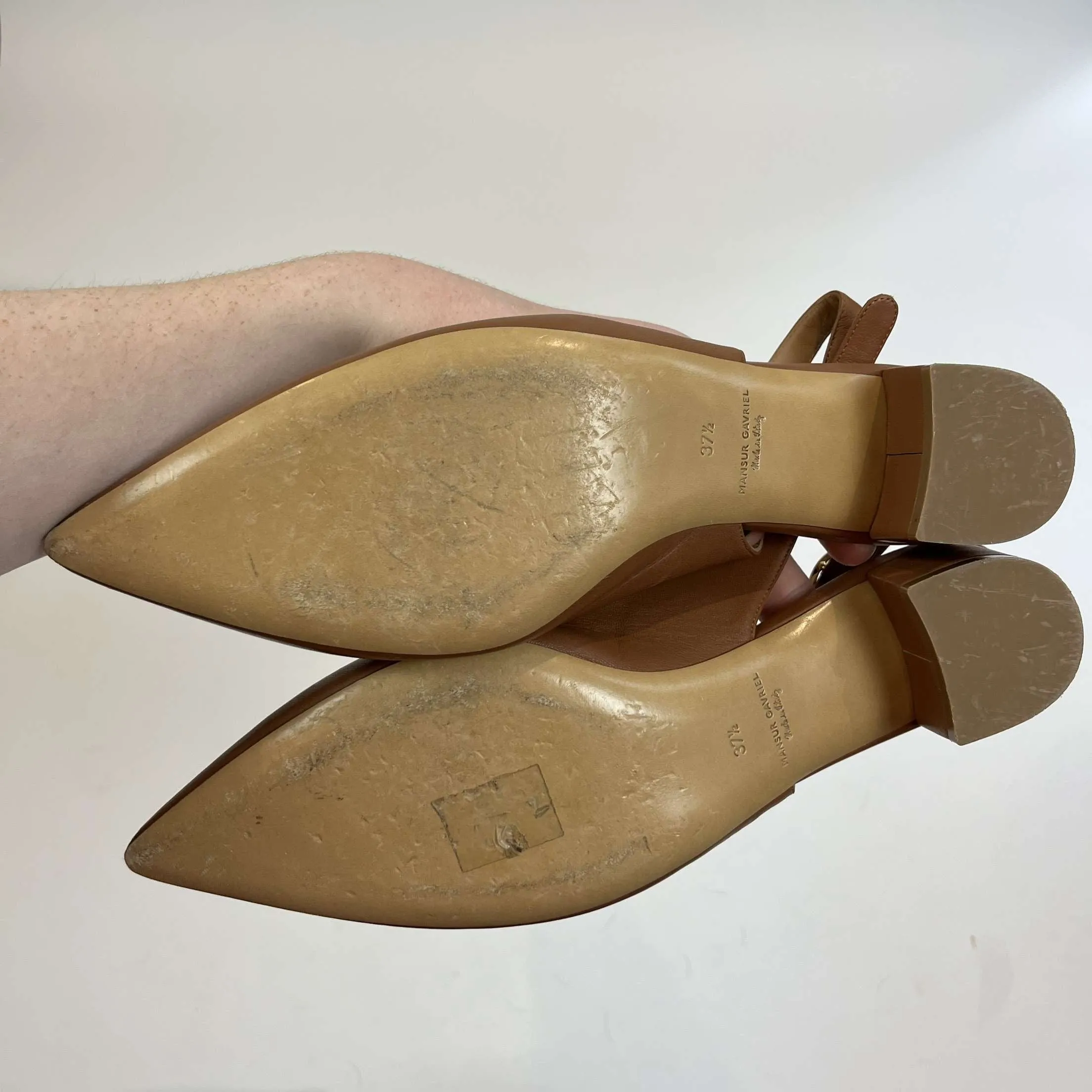 Mansur Gavriel Tan Leather Slingback Pumps 37.5