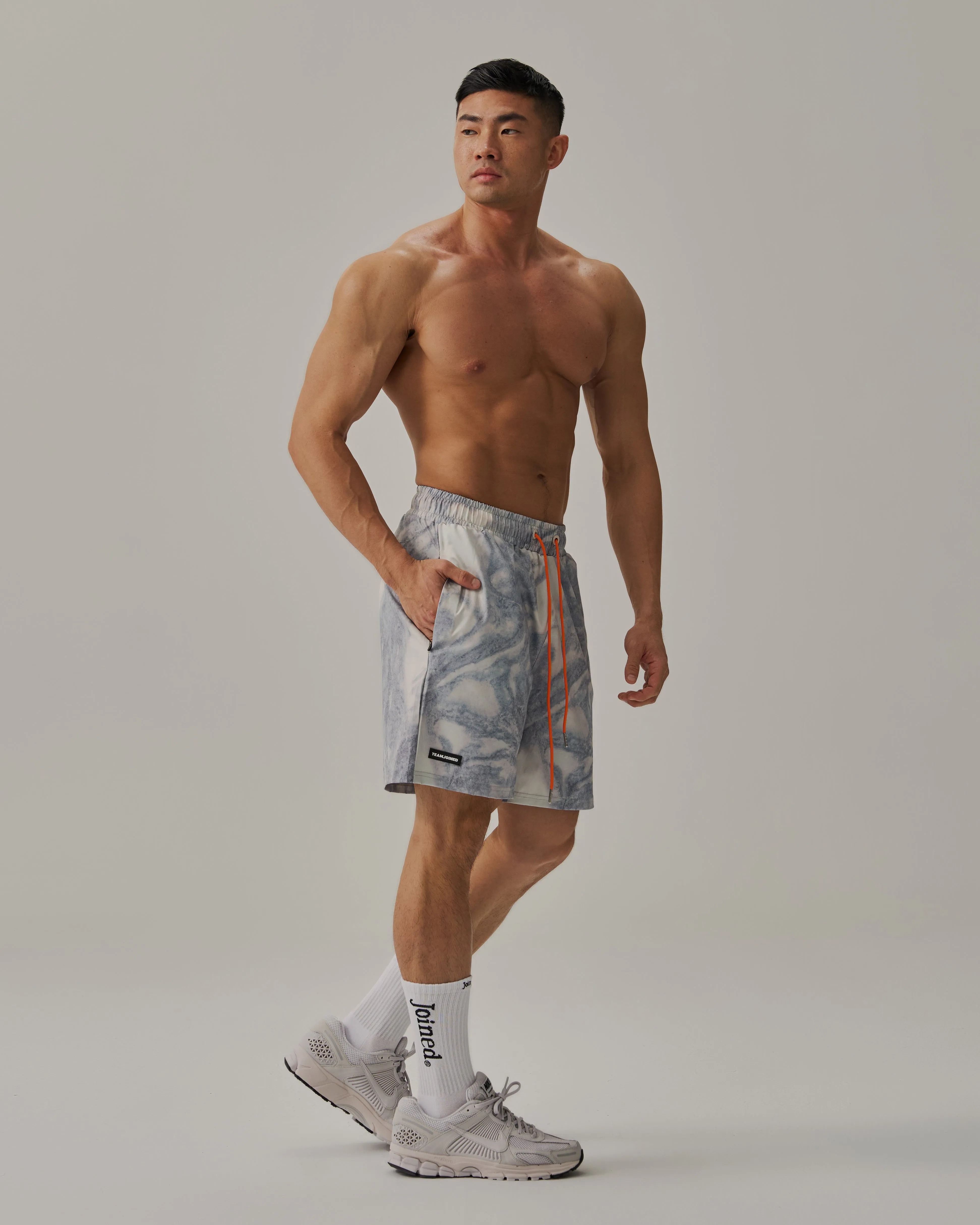 Marble Patched Gym Shorts