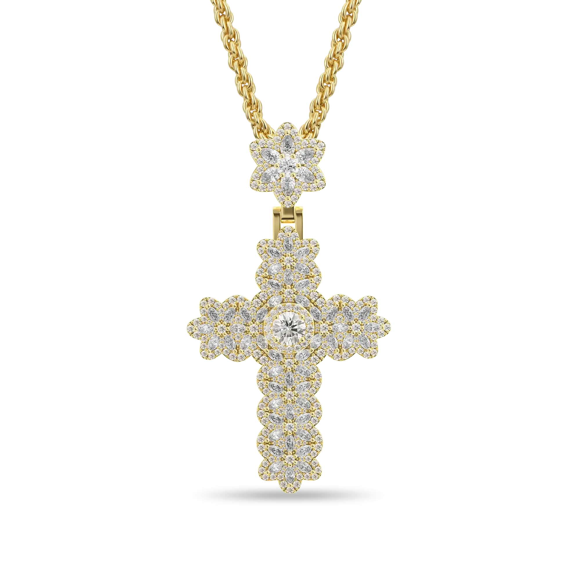 Marquise Flower Cross Pendant