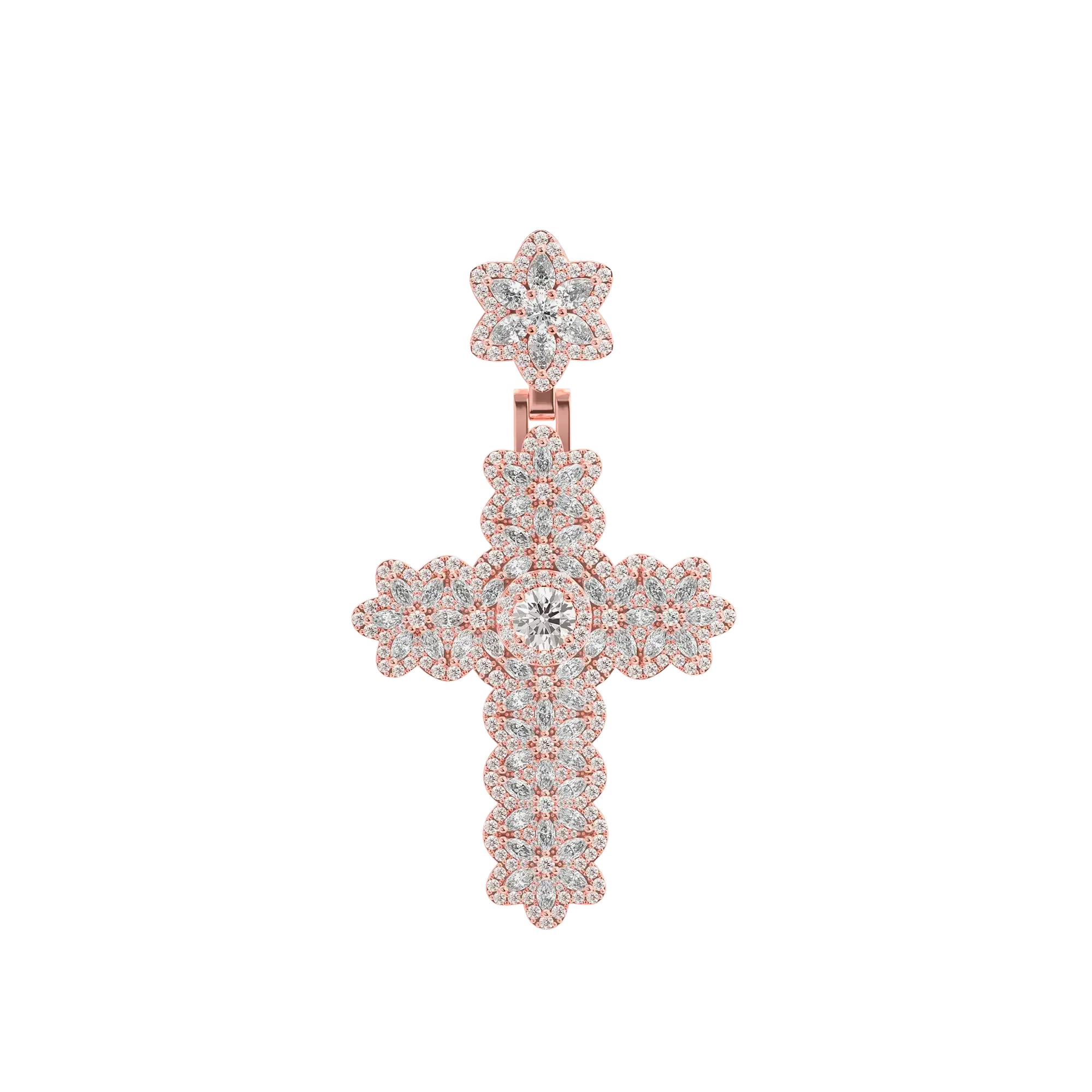 Marquise Flower Cross Pendant