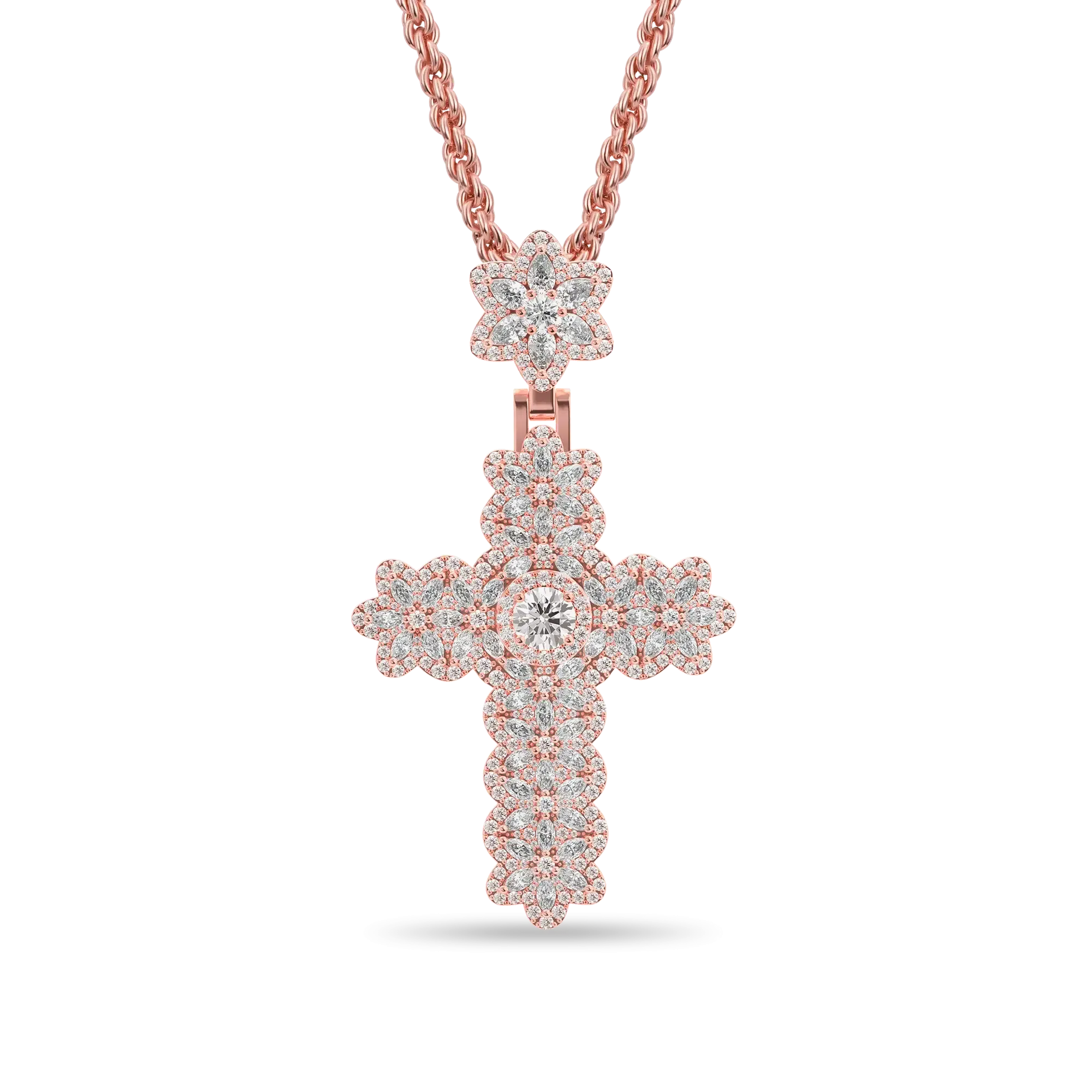 Marquise Flower Cross Pendant