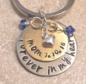 Memorial Keychain, Forever In My Heart, Loss Of Loved One, Loss of Mom, Loss of Dad, Memorial Gift, natashaaloha