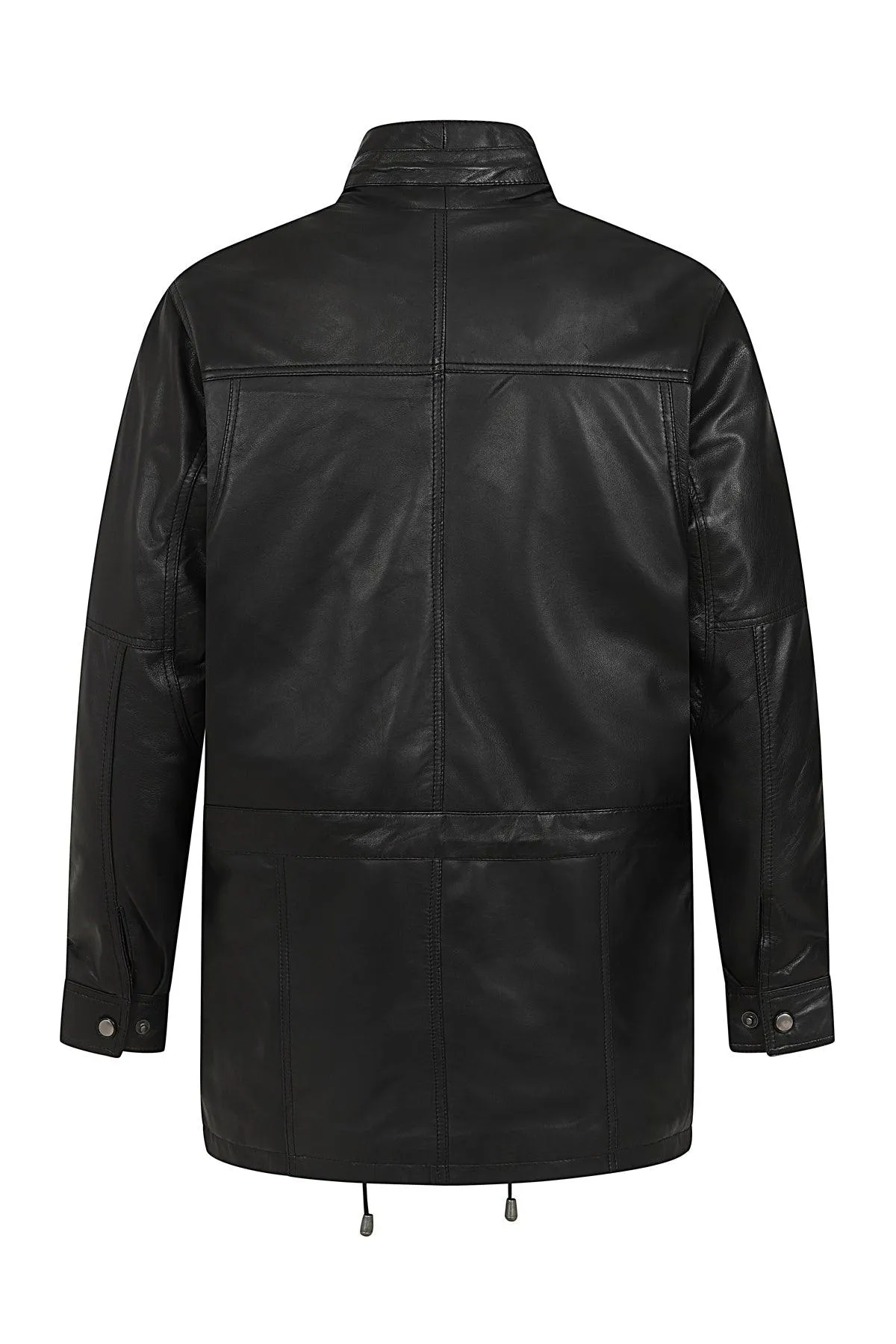 Men's Black Classic ¾ Length Real Leather Coat - 'JERRY'