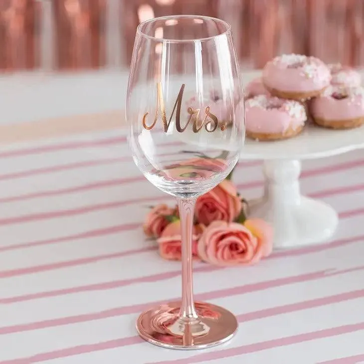 Mrs. Rose Gold Wine Glass