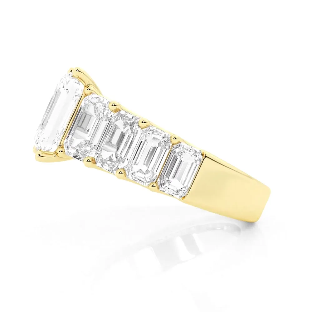 Multi-Stone Emerald Cut Moissanite Vintage Engagement Ring