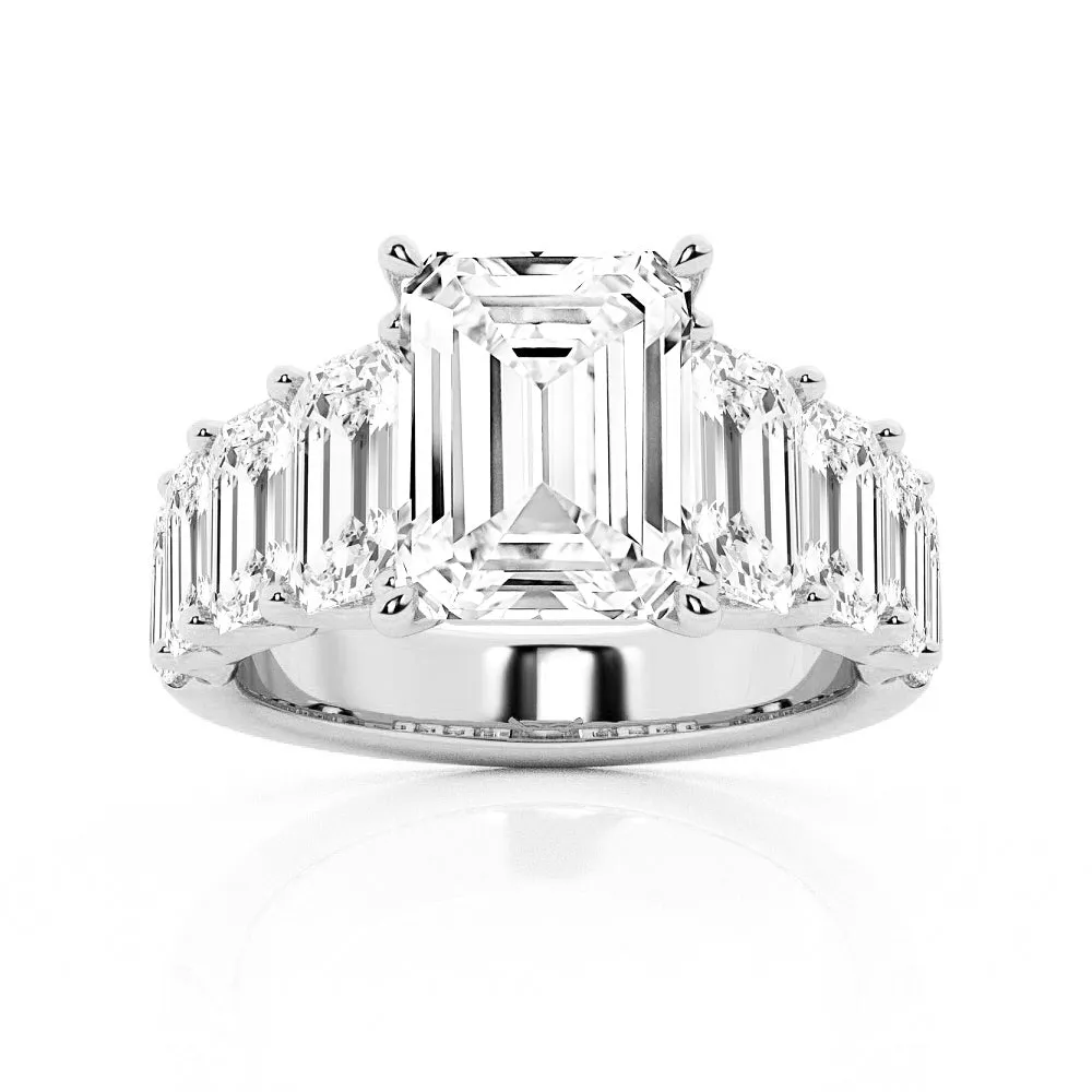 Multi-Stone Emerald Cut Moissanite Vintage Engagement Ring