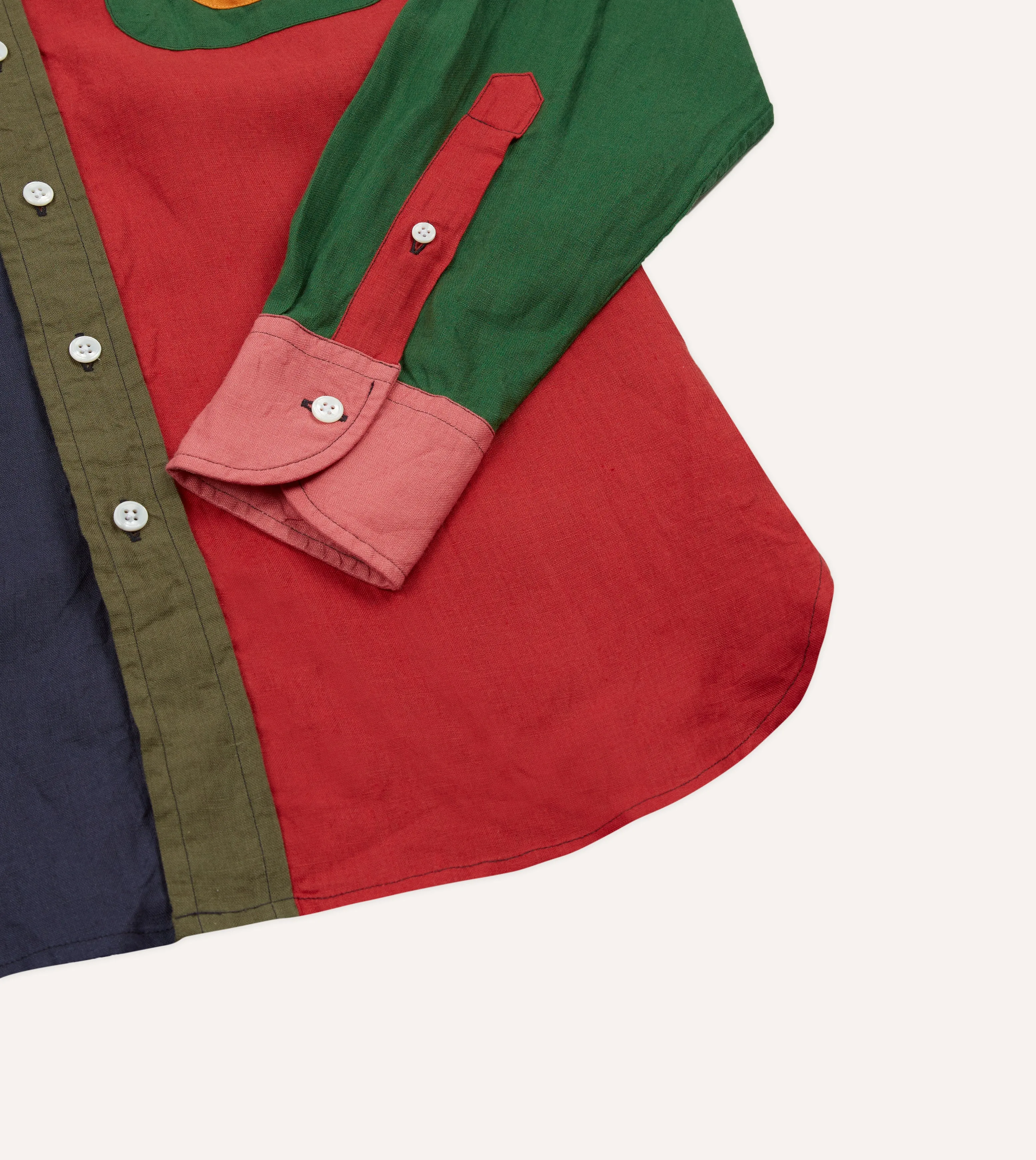 Multicoloured Linen Two-Pocket Fun Work Shirt