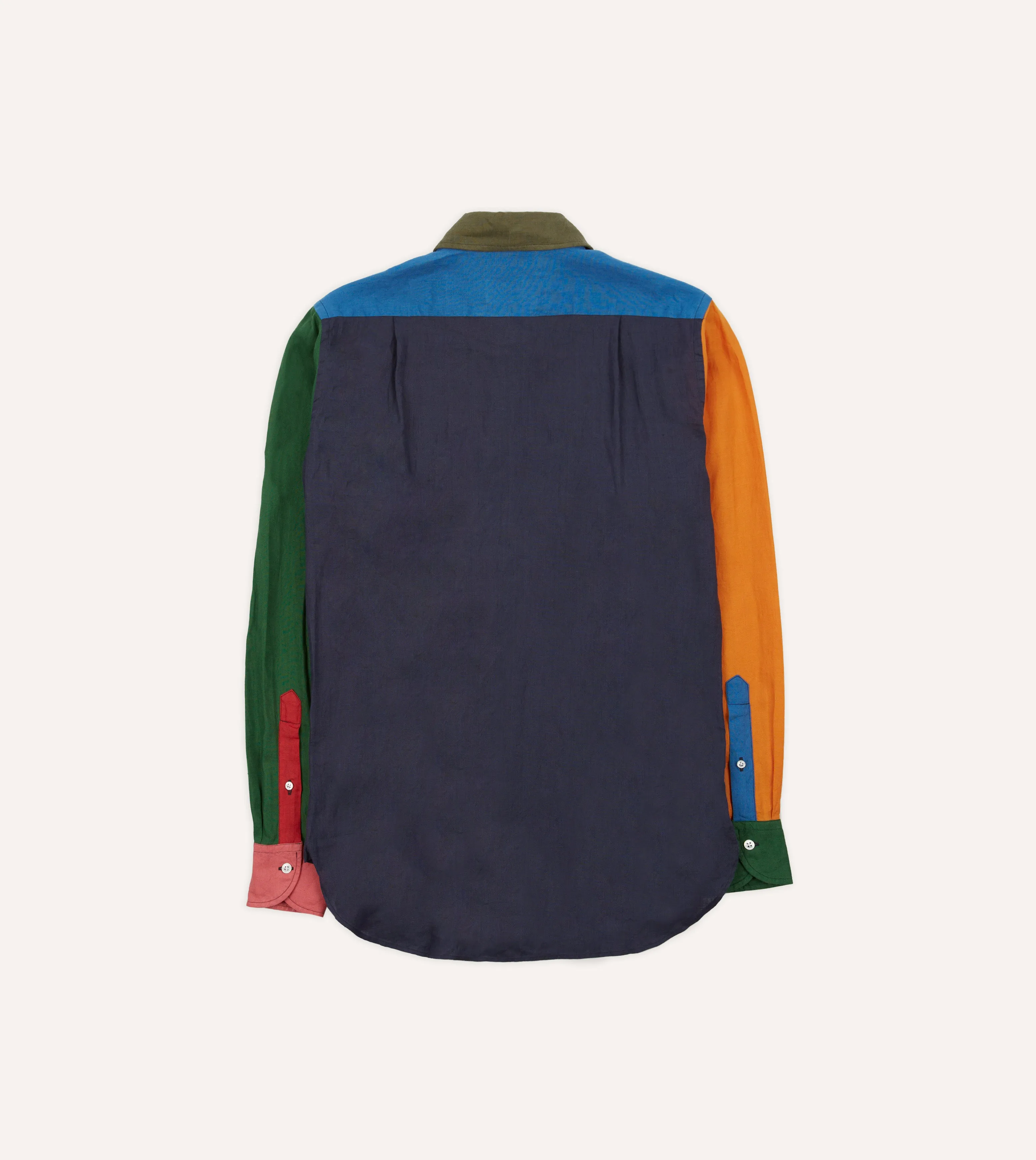 Multicoloured Linen Two-Pocket Fun Work Shirt