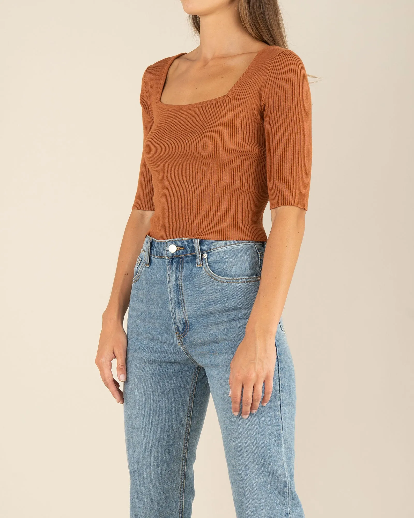 Natalia Knit Top - Biscotti