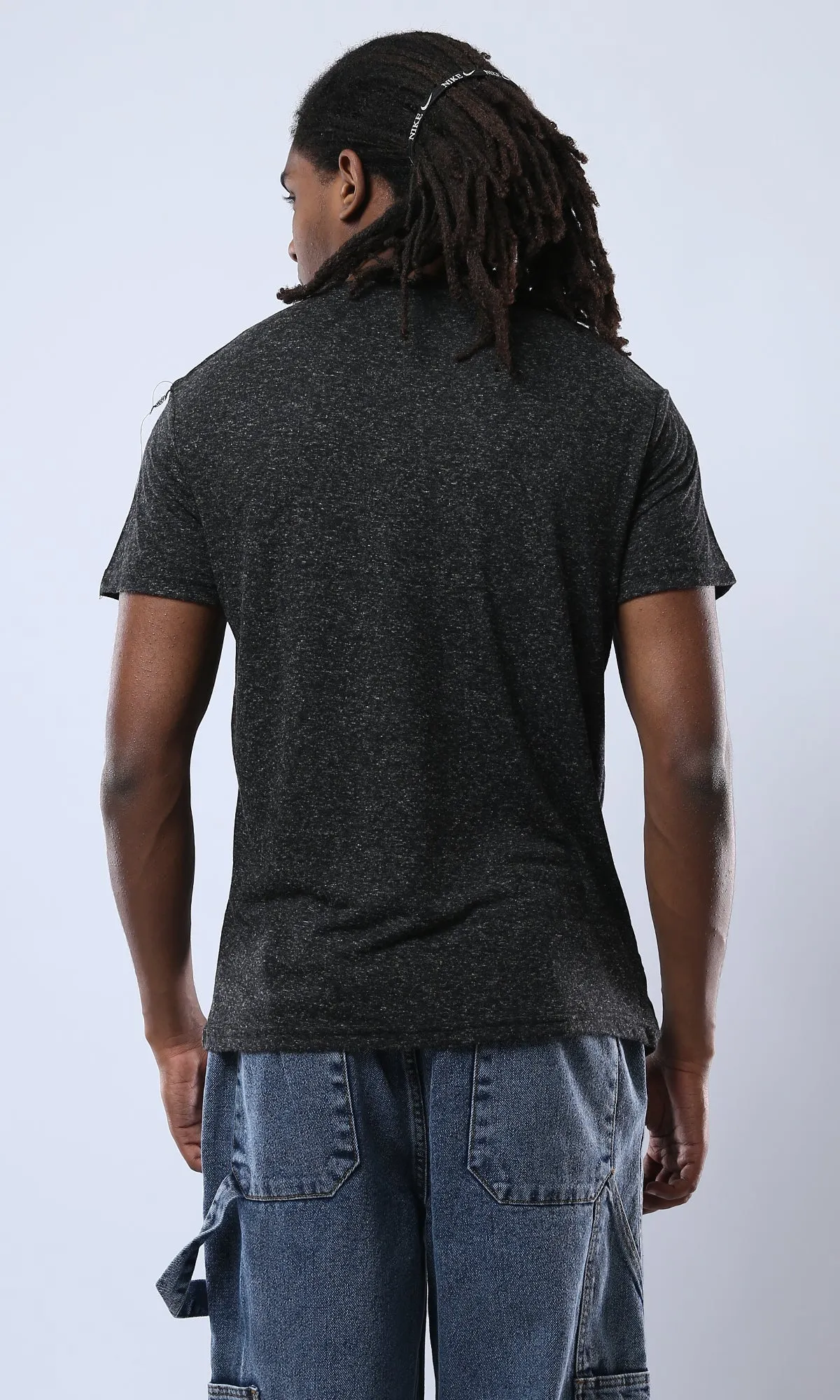 O178871 Heather Black Crew Neck Lightweight Summer Tee