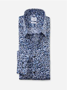 Olymp Modern Fit Printed Shirt/Busy Blue - New AW23