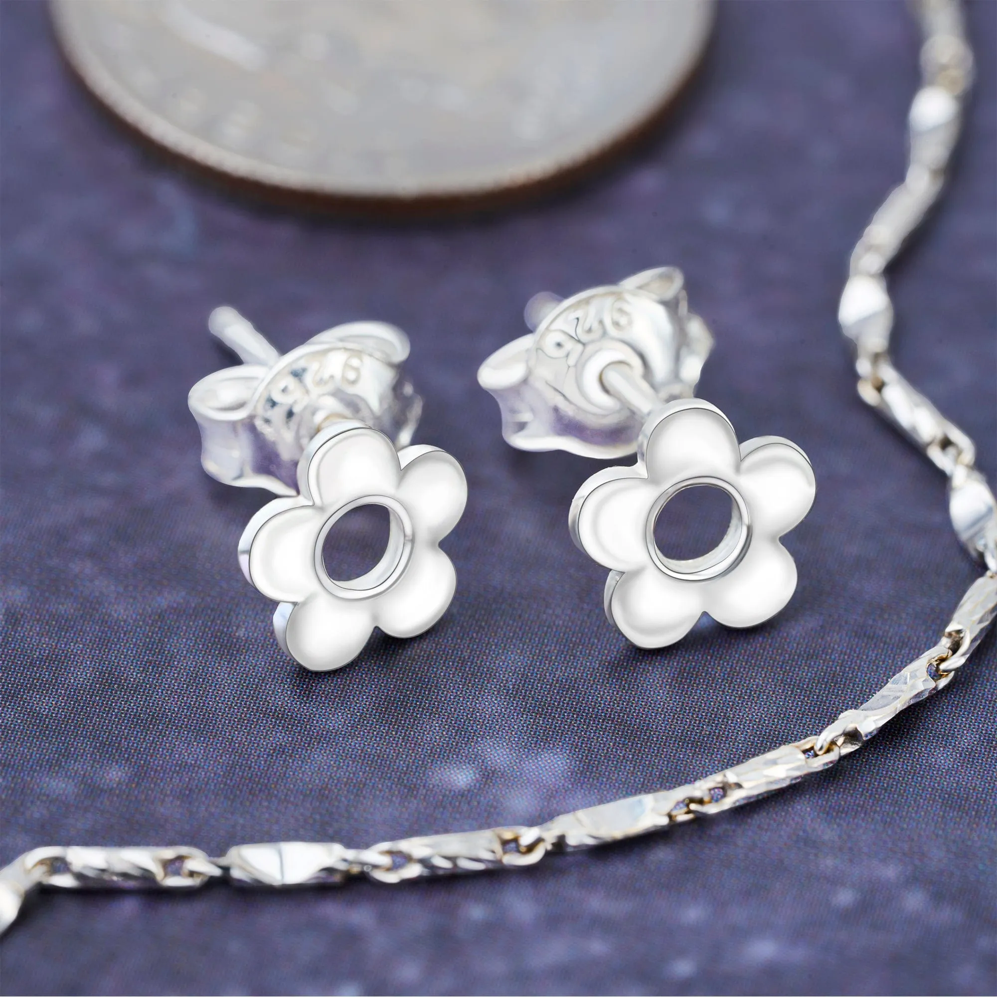 Petite Flower Stud Earrings Sterling Silver