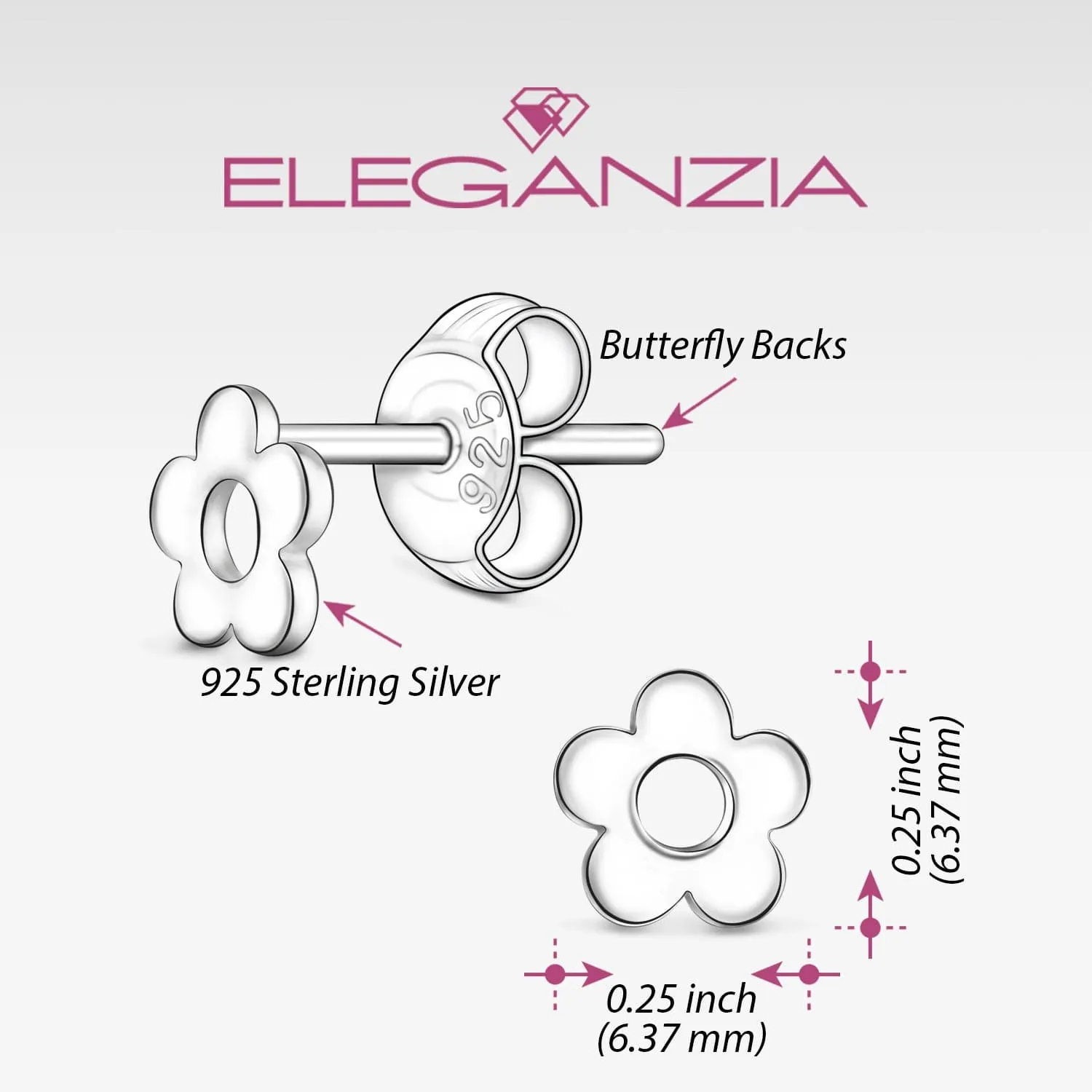 Petite Flower Stud Earrings Sterling Silver