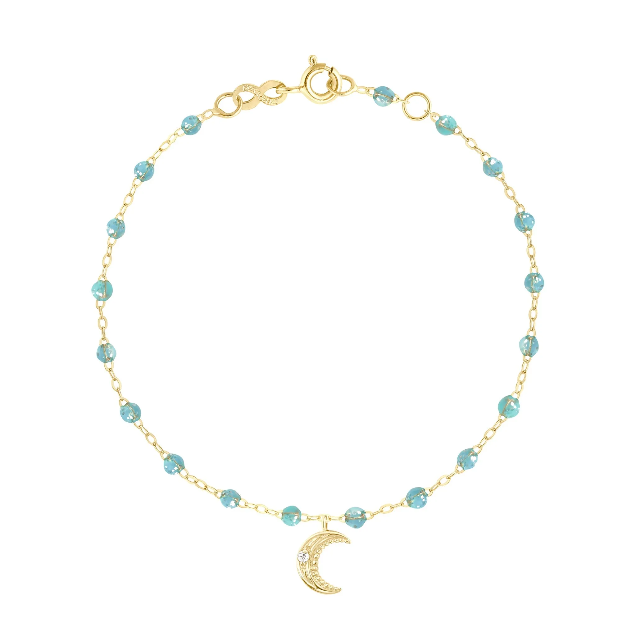 Petite Moon Classic Gigi Aqua diamond bracelet, Yellow Gold, 6.7"