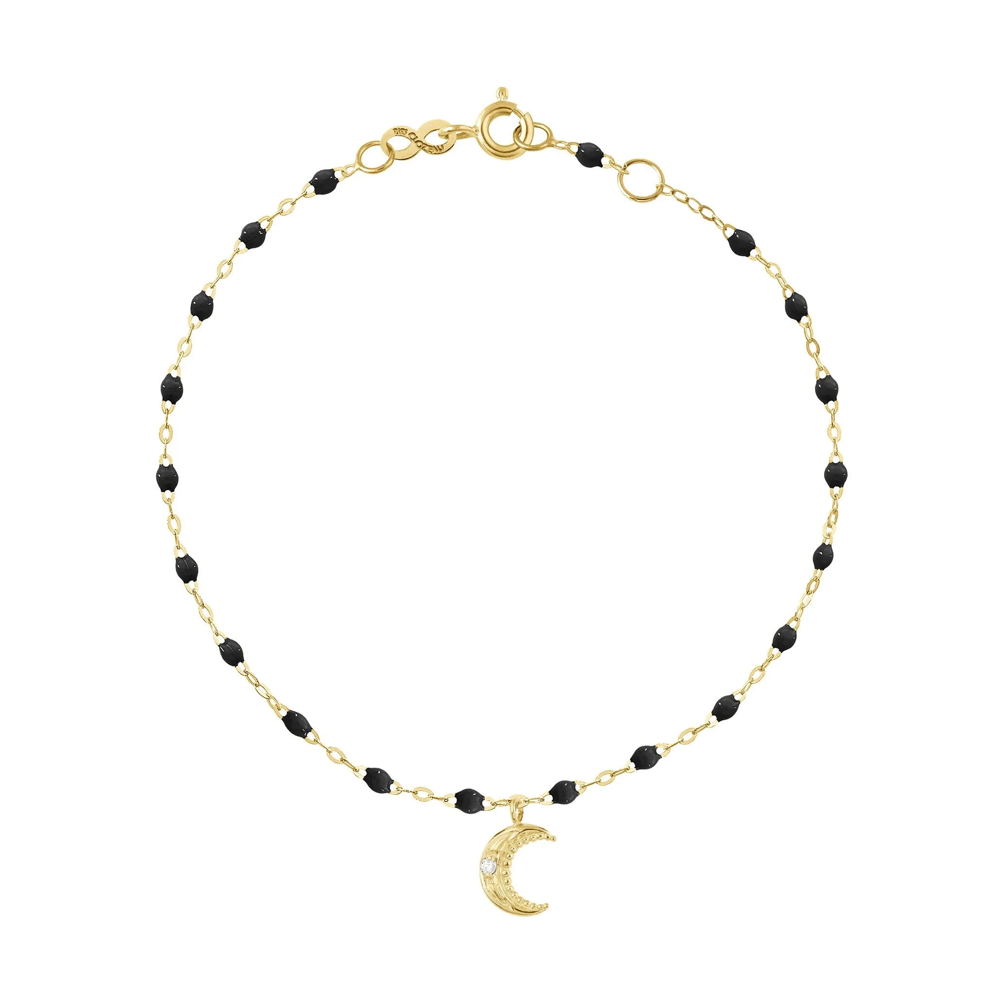 Petite Moon Classic Gigi Black diamond bracelet, Yellow Gold, 6.7"