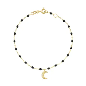 Petite Moon Classic Gigi Black diamond bracelet, Yellow Gold, 6.7"