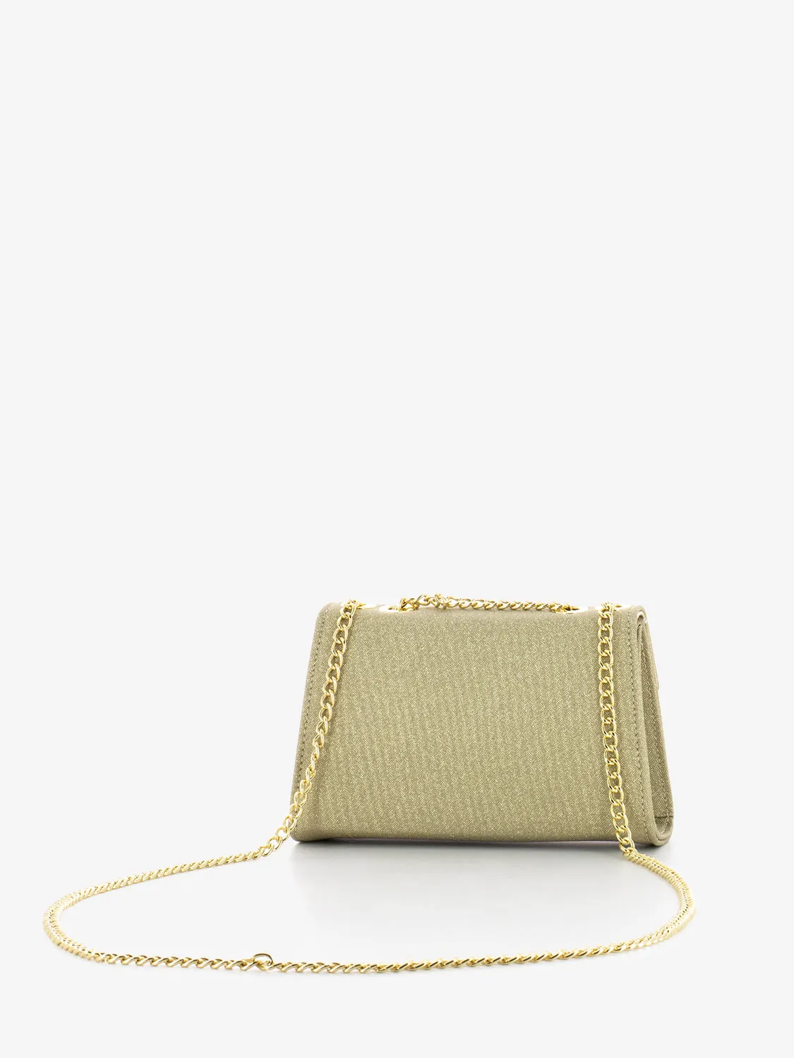 Pochette in mesh glitter platino