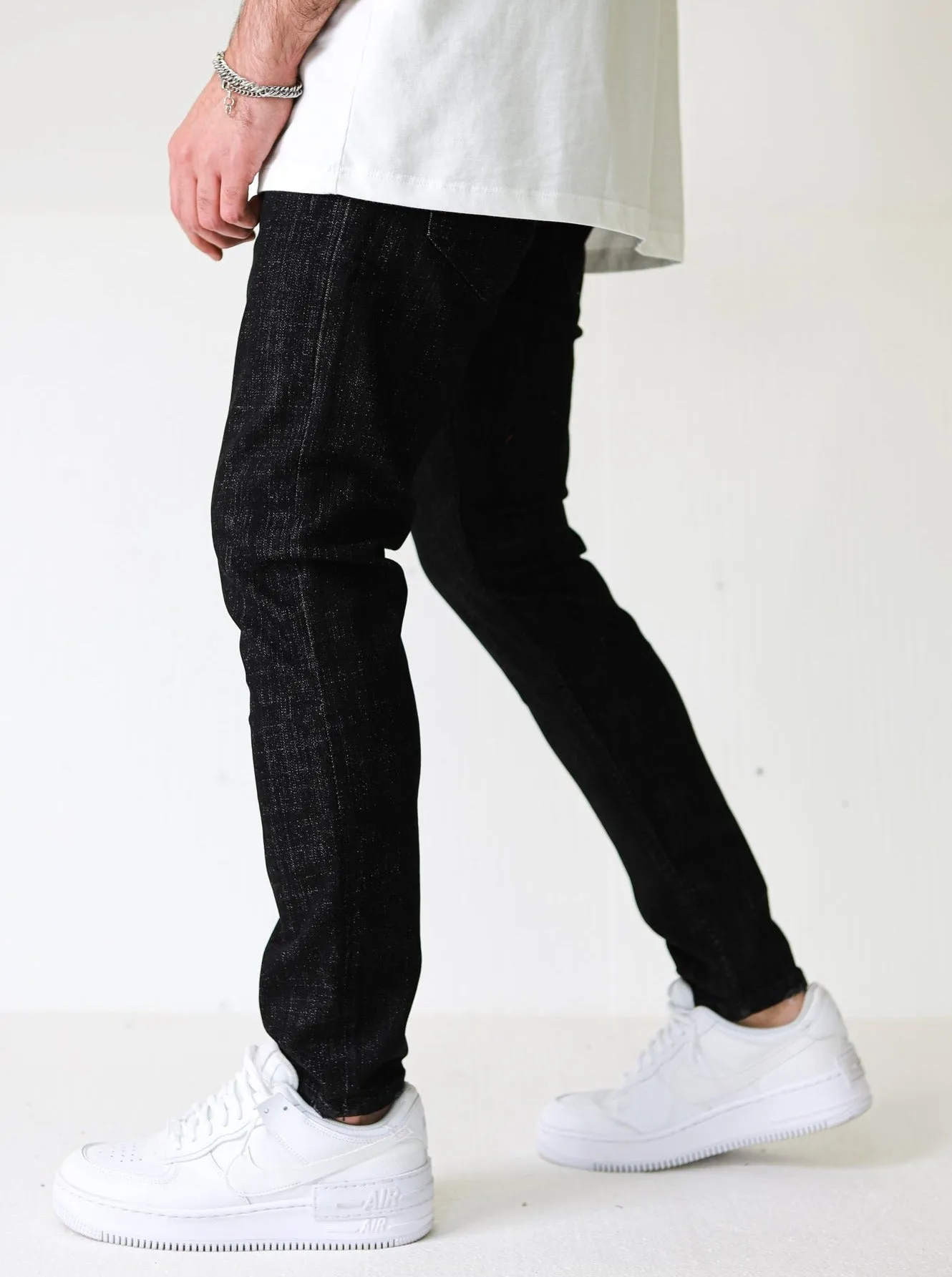 Premium Basic Black Jeans With Chain