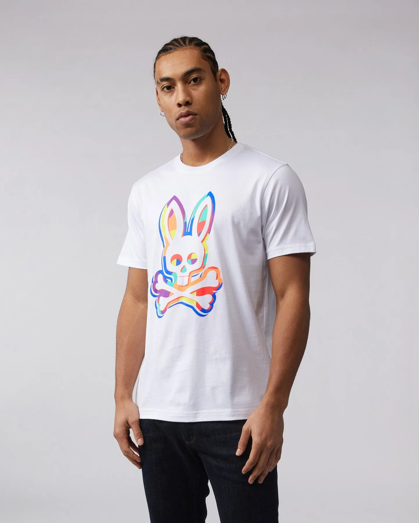 Psycho Bunny Mens Binns Graphic Tee - White