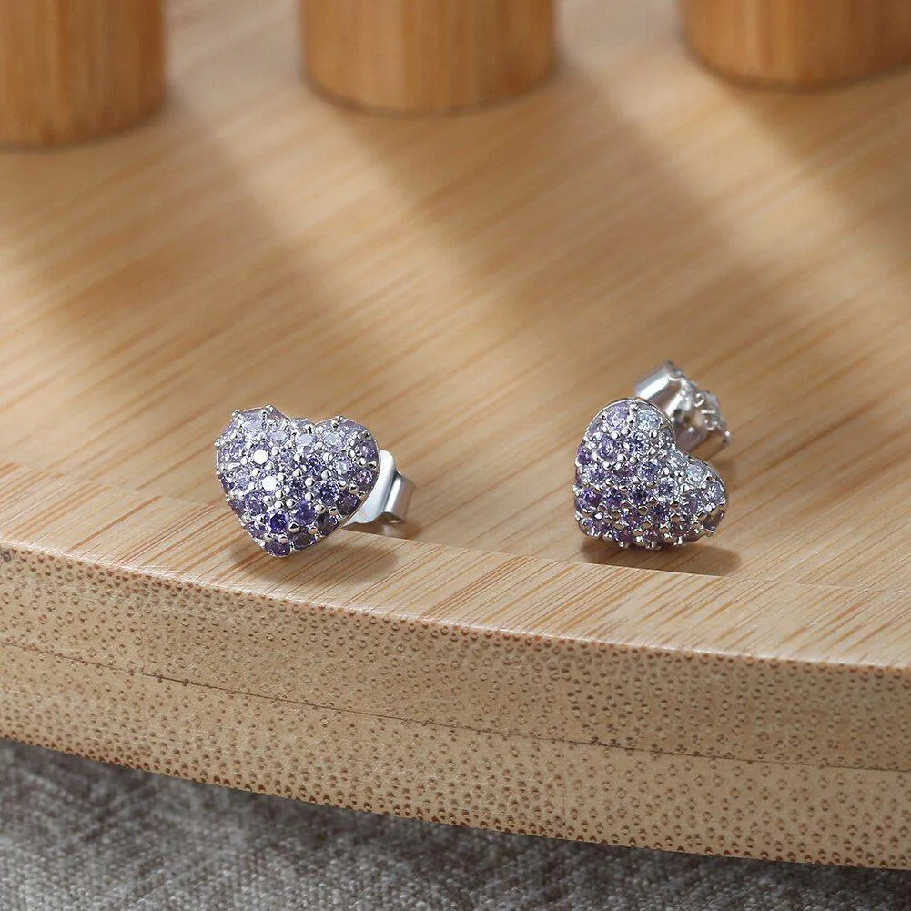 Purple 925 Sterling Silver Stud Earrings Charm Jewelry AZ246