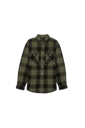 PURPLE BRAND Overdyed Flannel Long Sleeve Shirt