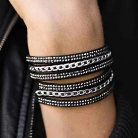 Put On Your Game Face Black Snap Wrap Bracelet