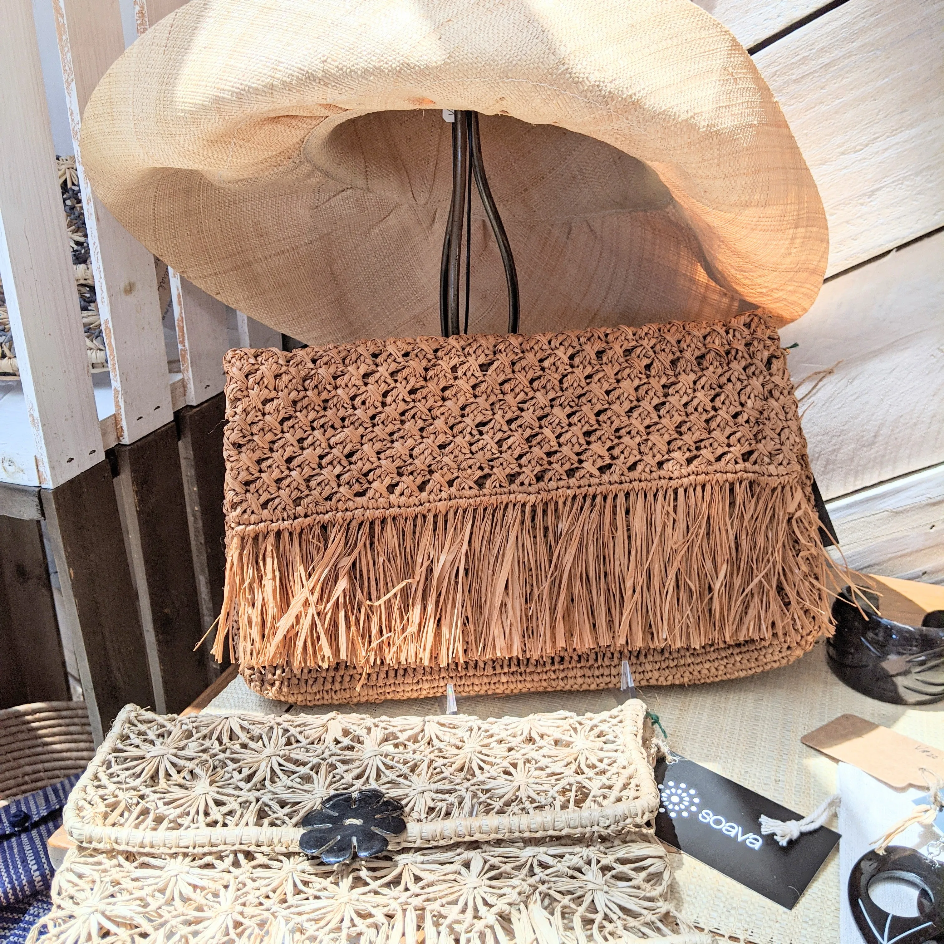 Raffia Straw Envelop Clutch