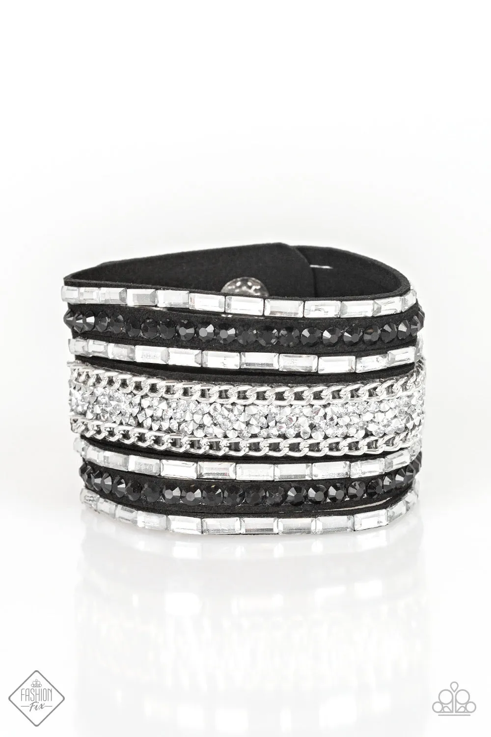 Rhinestone Rumble Black-Bracelet