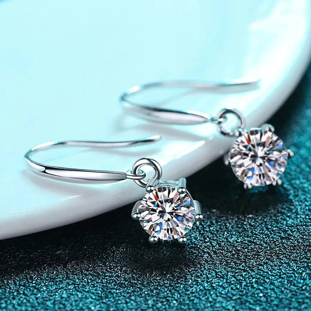 RSE-402 Classic Six Claw Moissanite hook earrings