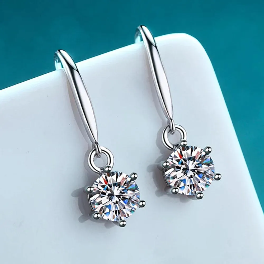 RSE-402 Classic Six Claw Moissanite hook earrings