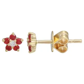 Ruby Flower Earring