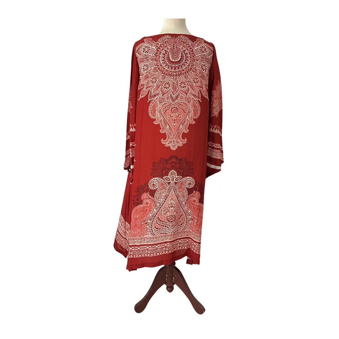 Sapphire Rust Silk Digital Print with Pearls Kurta | Brand New |