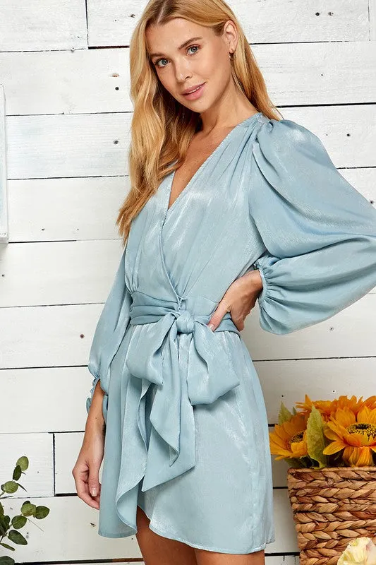 Satin Wrap Style Dress