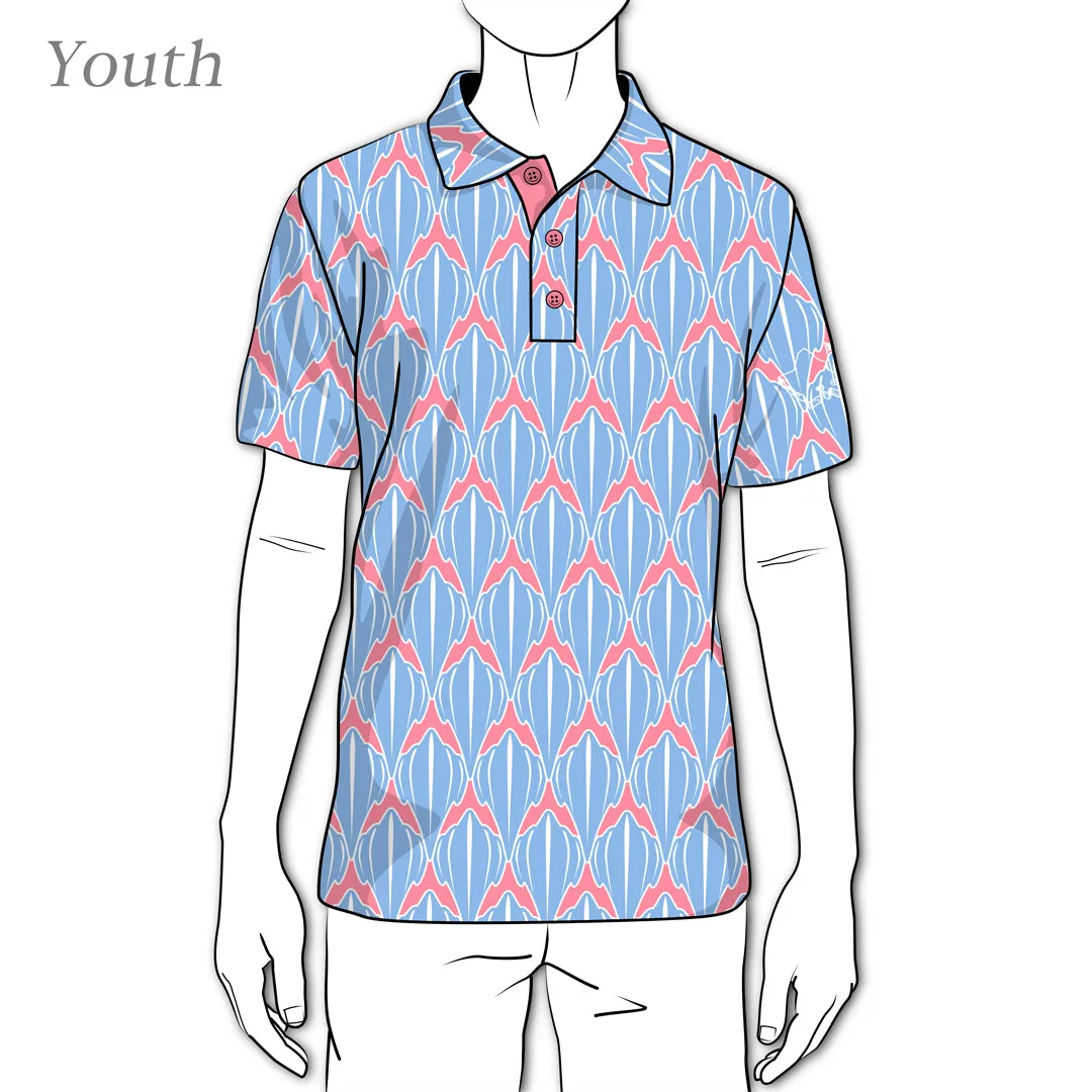 Shark Marina Blue - OGA Youth Polo - Marina Blue and Coral