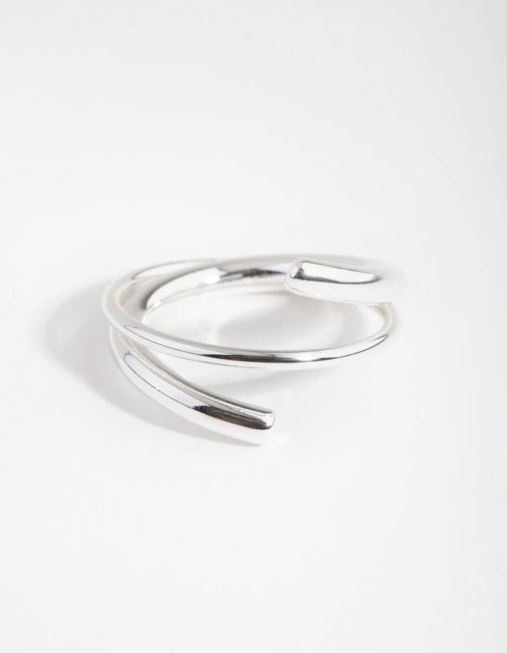 Silver Crossover Band Ring