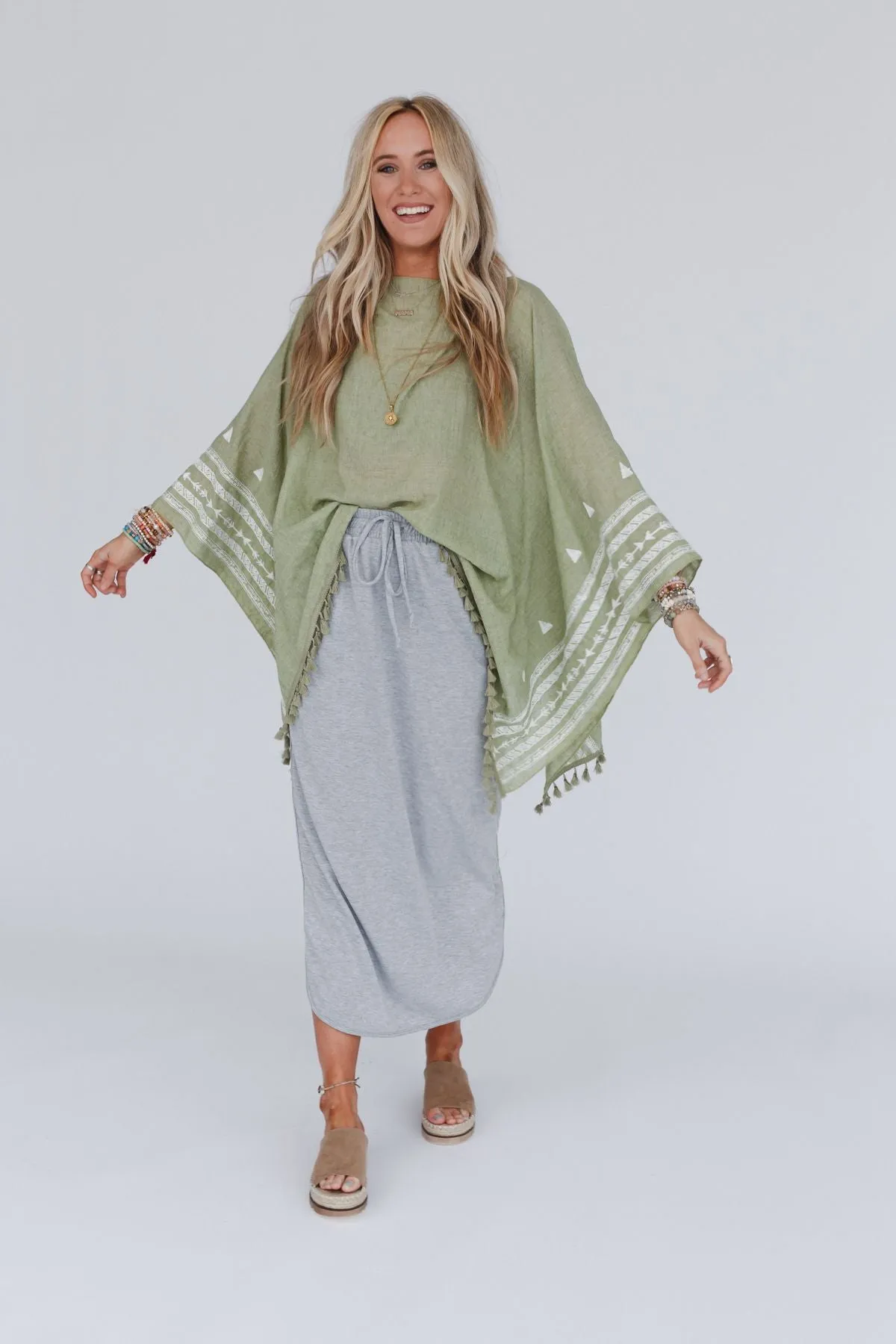 So Comfy Drawstring Maxi Skirt - Heather Gray