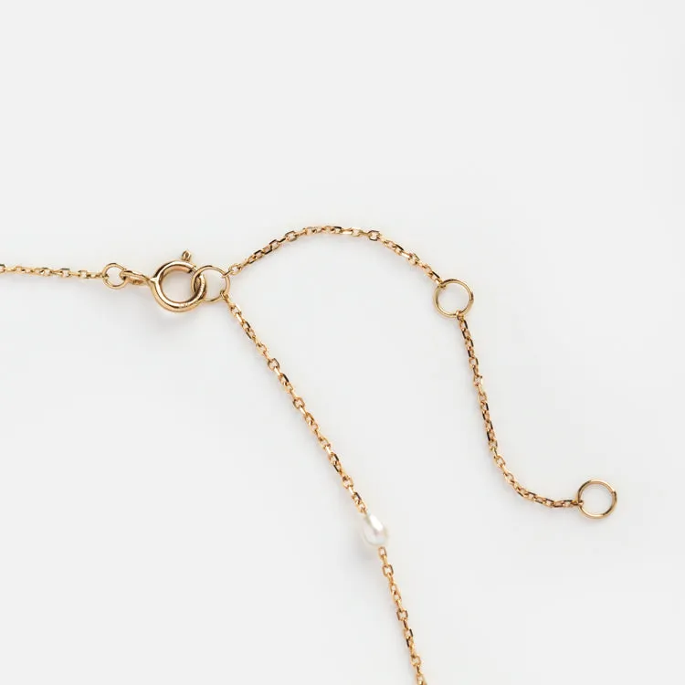 Solid Gold Pearl Lariat Necklace