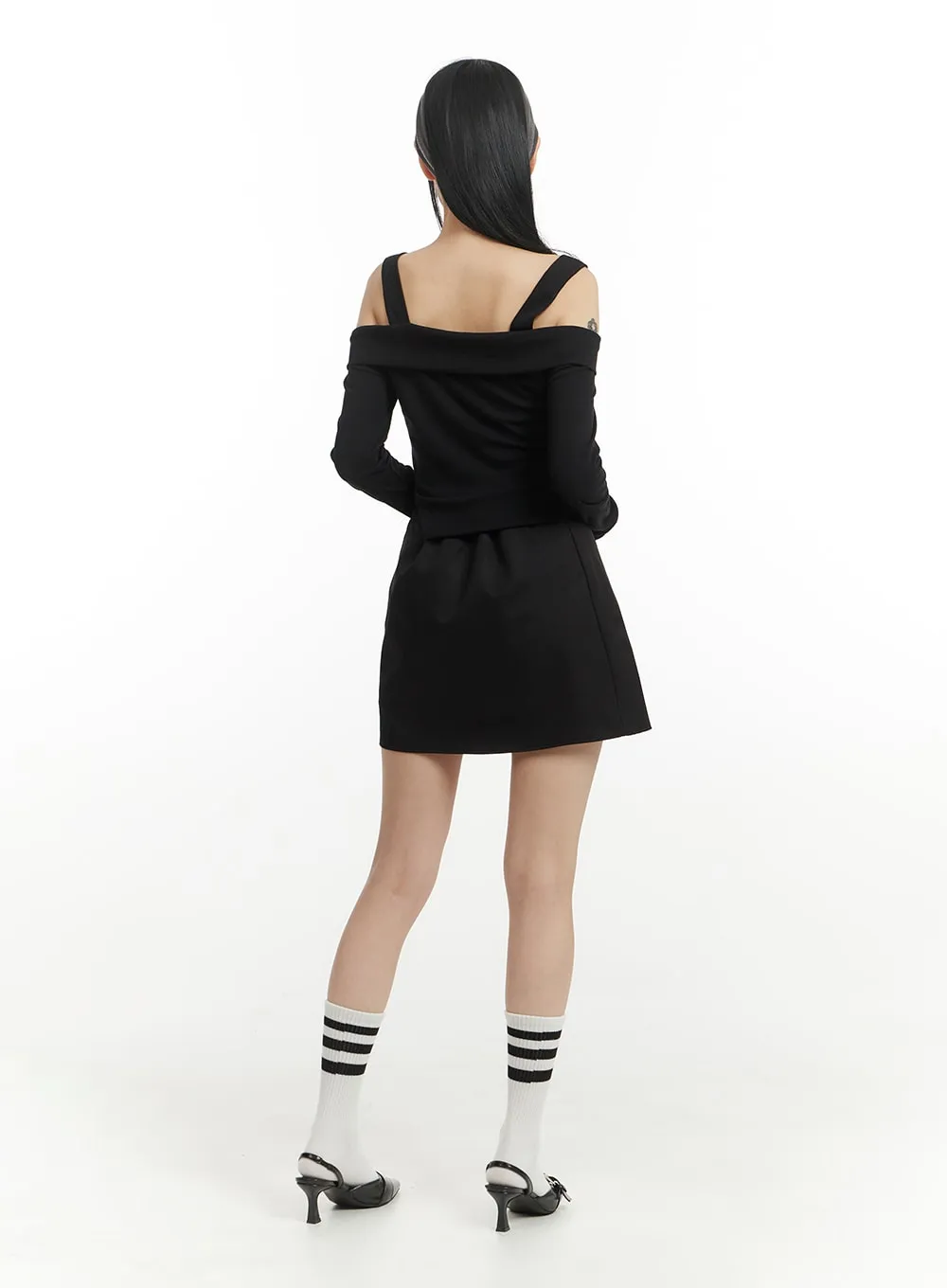 Solid Slit Mini Skort IM406