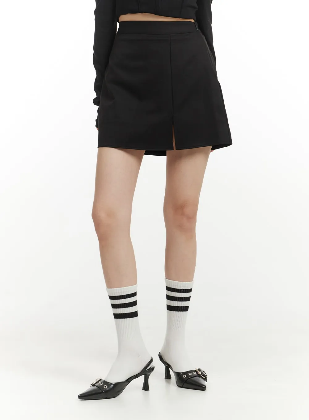 Solid Slit Mini Skort IM406