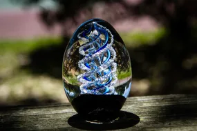 Spiral Helix Glass Egg with Cremation Ashes