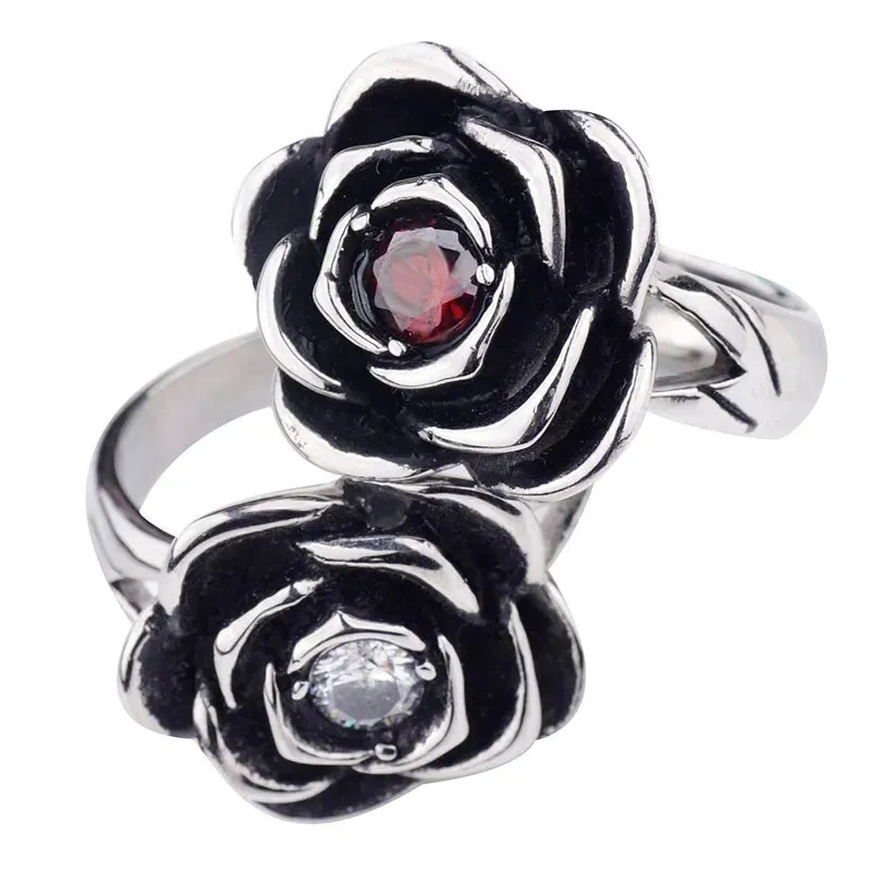 Stainless Steel White Rose Ring