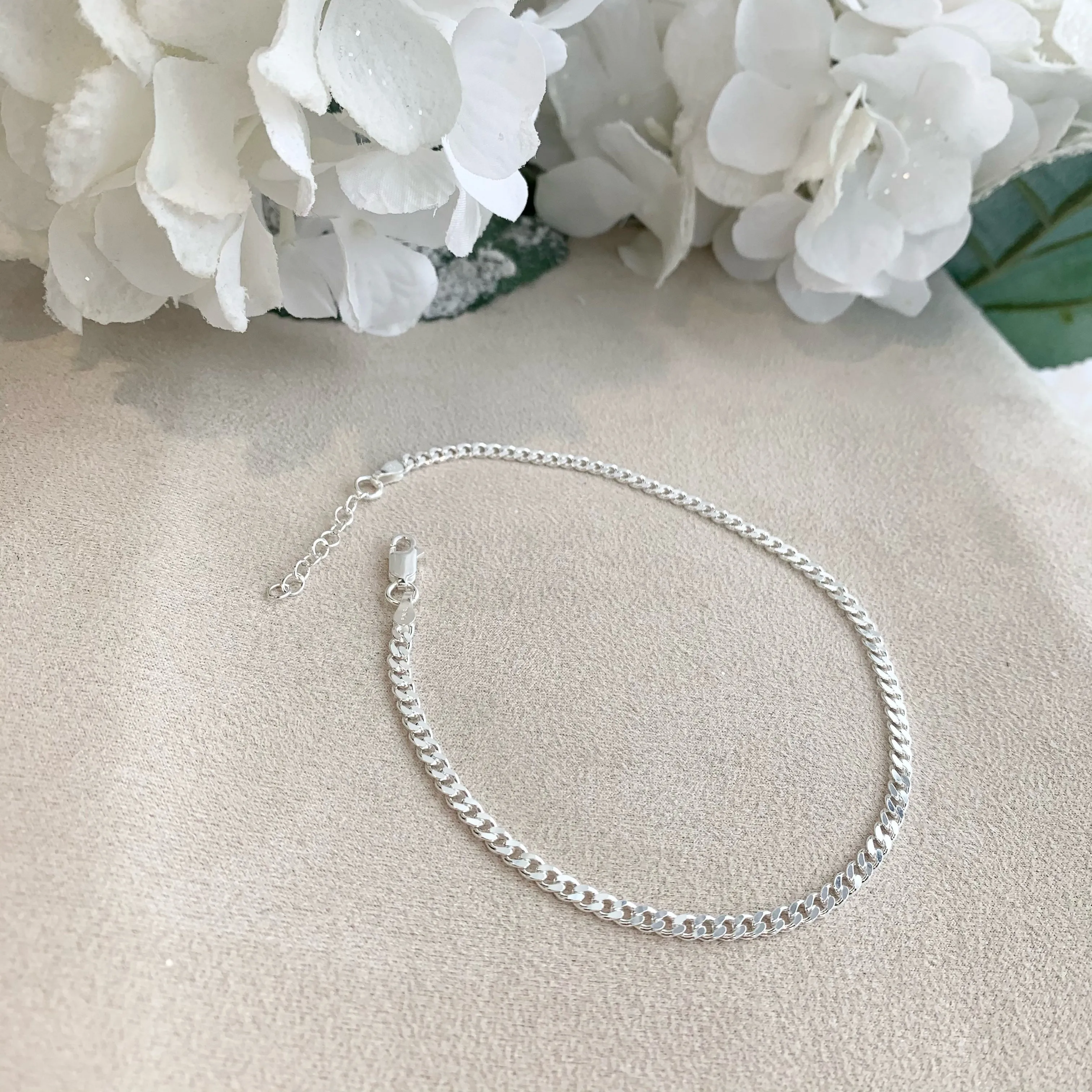 Sterling Silver Curb Link Anklet