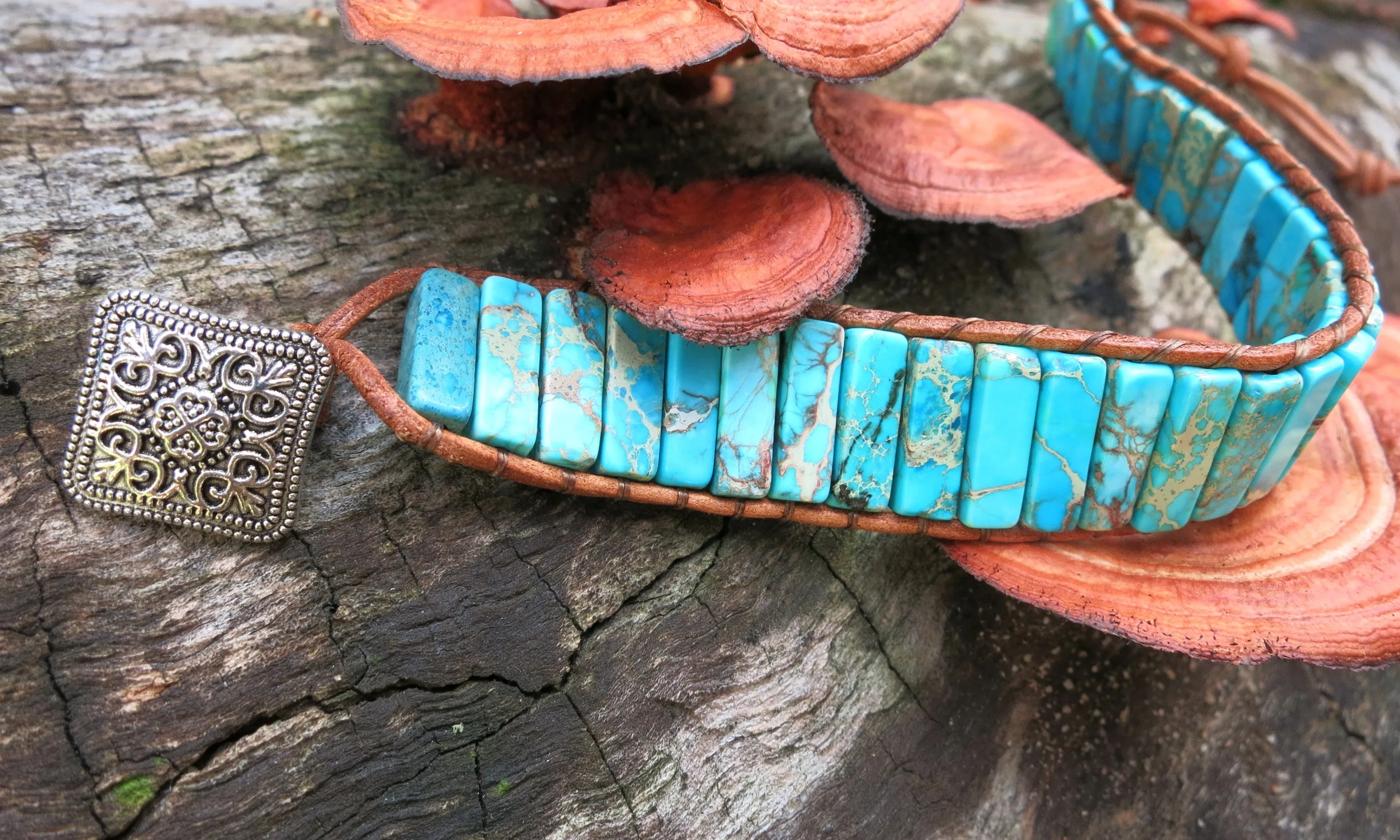 Stunning Aqua Jasper Tubestone Cuff Bracelet