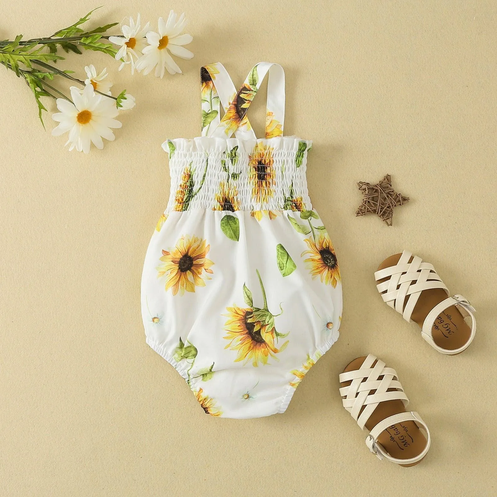 Summer Baby Romper Flower Print Girl Bodysuit