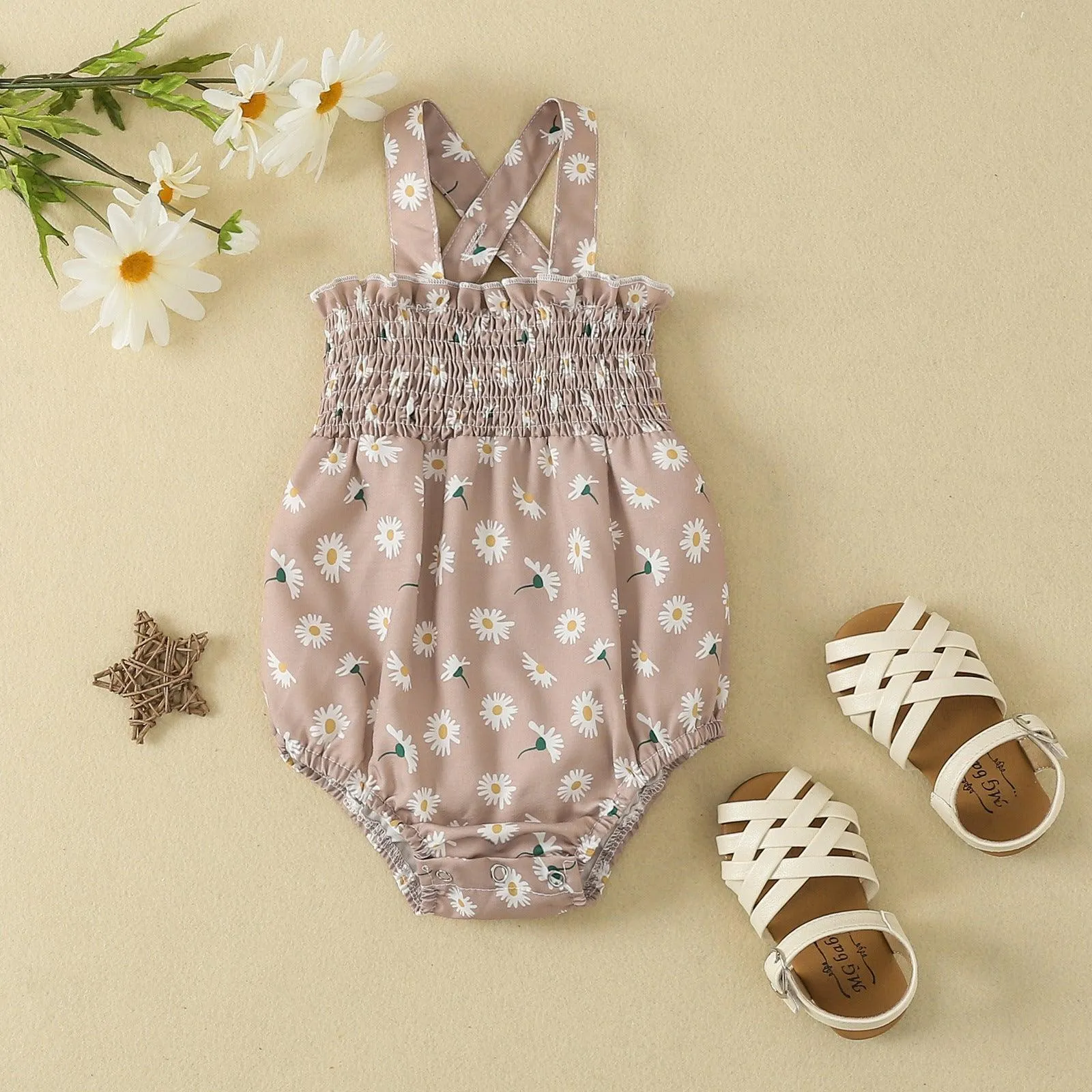 Summer Baby Romper Flower Print Girl Bodysuit